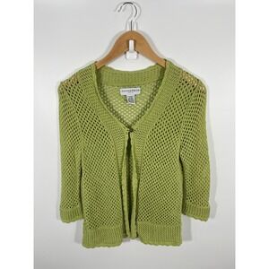 Vintage Y2K Forest Fairy Womens Cardigan Petite S Green Crochet Button
